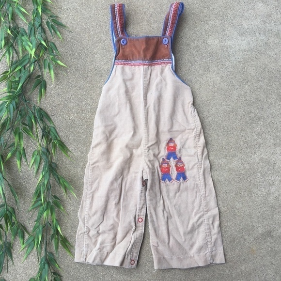 Vintage Corduroy Embroidered Overalls - Picture 1 of 7